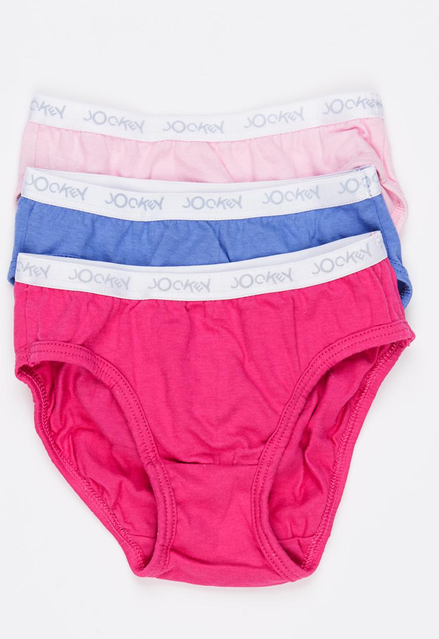 Jockey - 3 PK Girls Plain French Cut Multi-colour