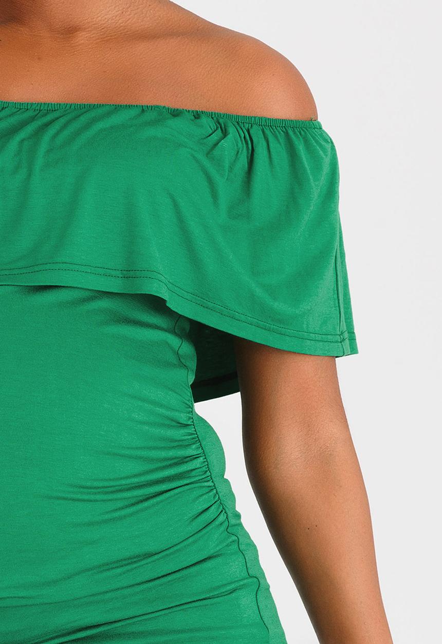 edit Maternity - Off-Shoulder Frill Top Green