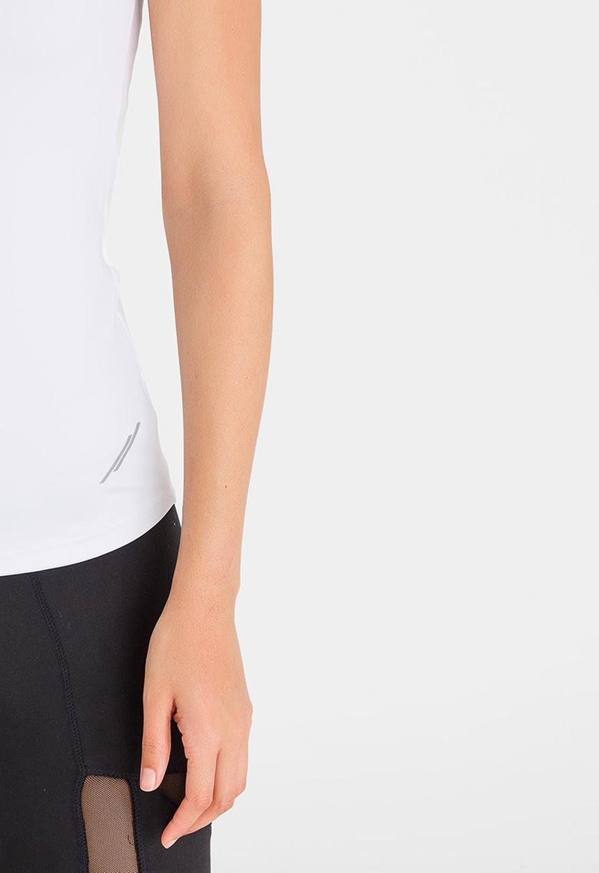 Lithe - Mesh Plunged Neckline Top White