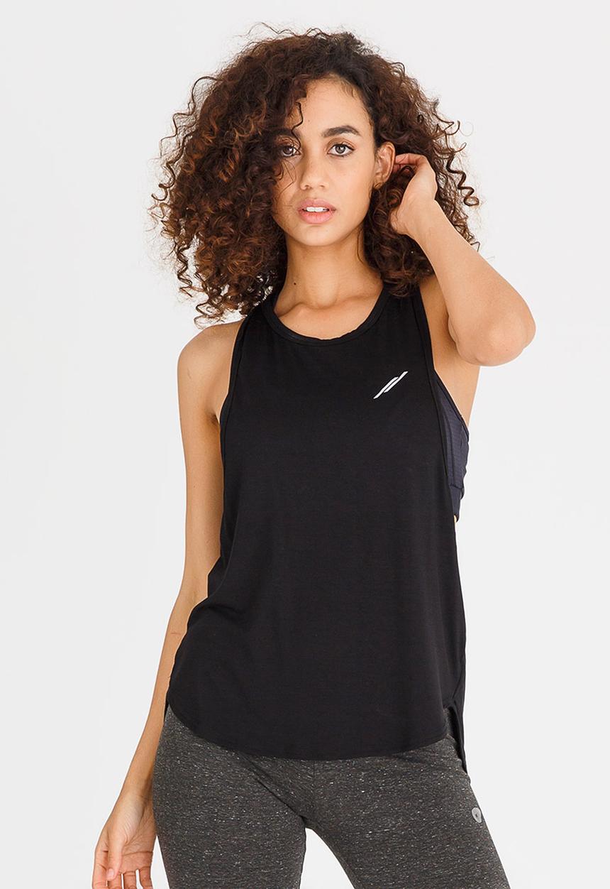Lithe - Waterfall Racer Back Top Black