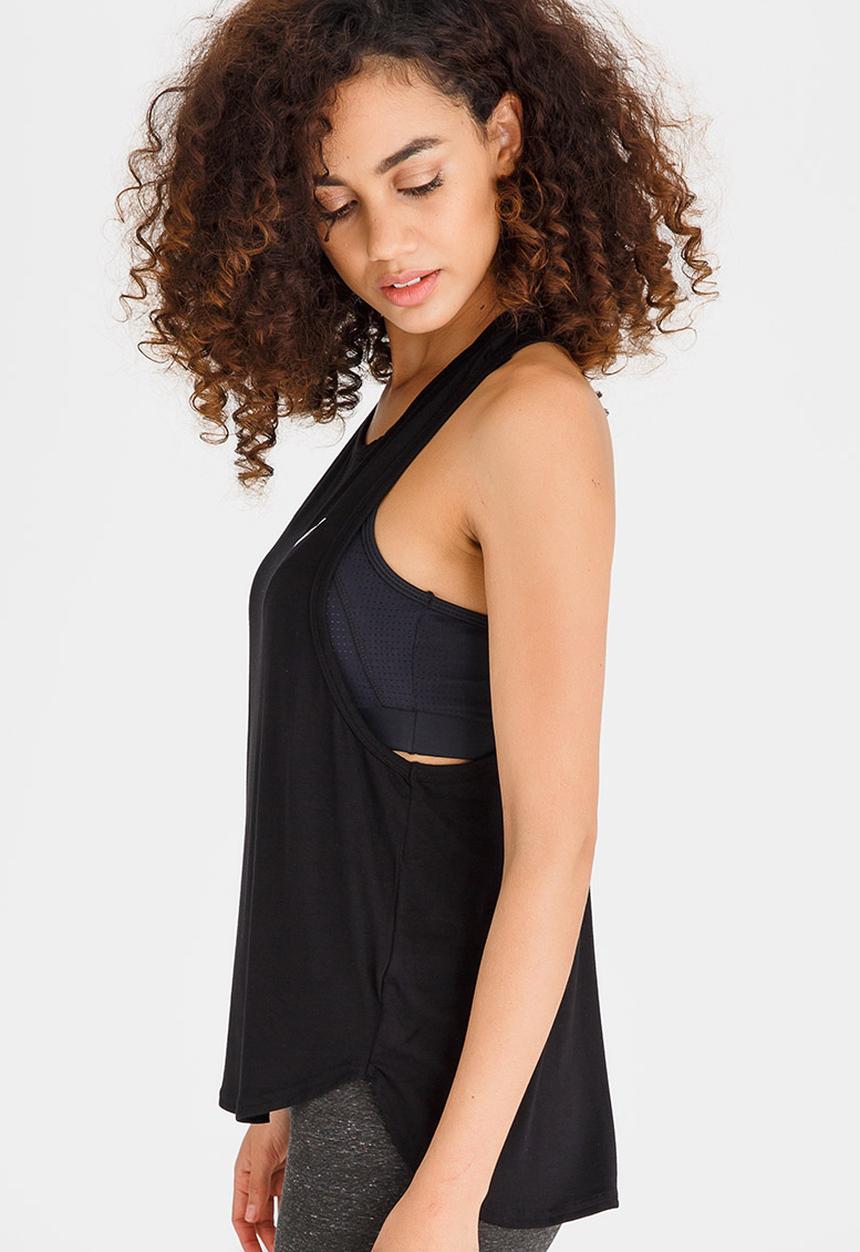Lithe - Waterfall Racer Back Top Black