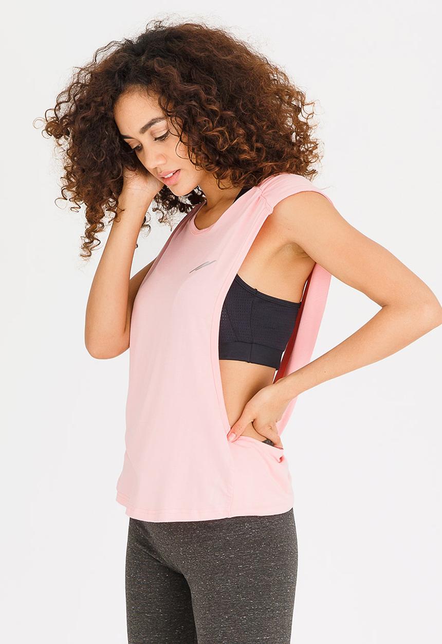Lithe - Drape Top with Cross-over Back Pale Pink