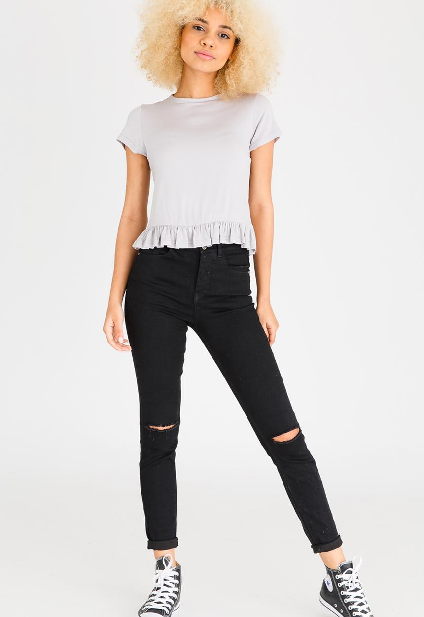 c(inch) - Frill T-shirt Grey Melange