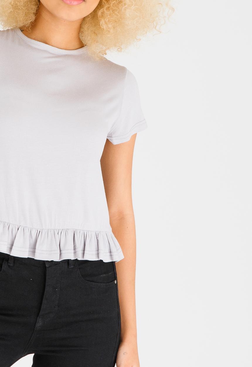 c(inch) - Frill T-shirt Grey Melange