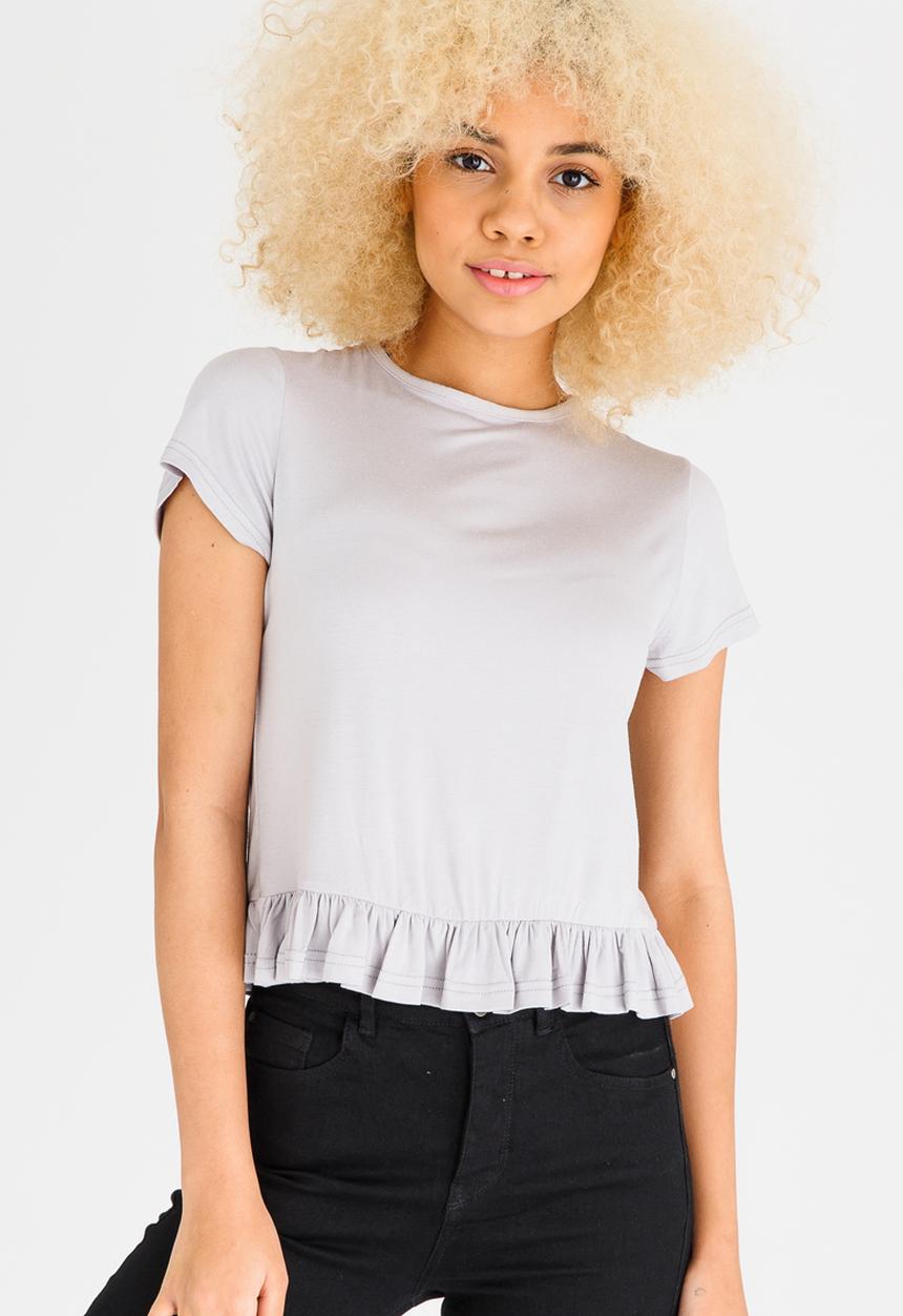 c(inch) - Frill T-shirt Grey Melange