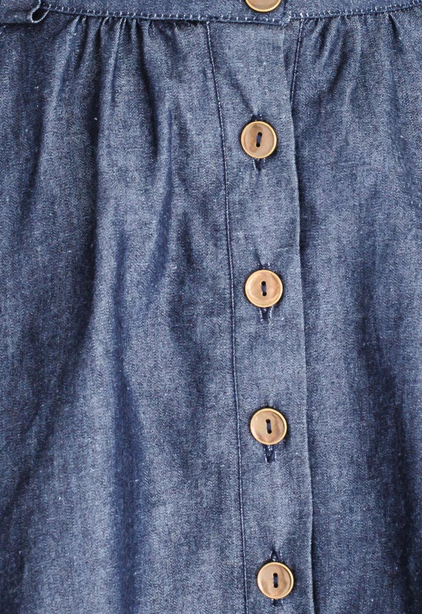 Twin Clothing - Button Through Skirt Dark Blue