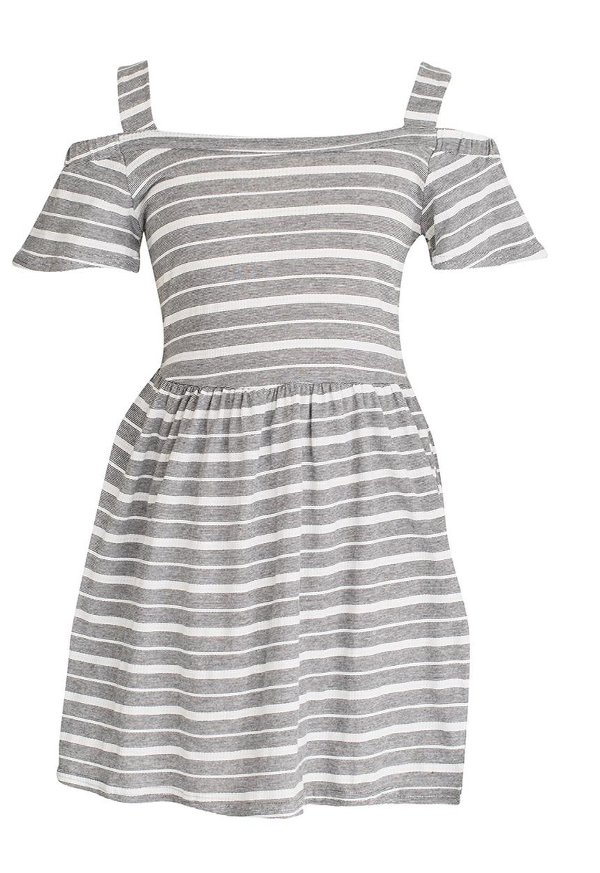 Rebel Republic - Cold Shoulder Jersey Dress Black and White