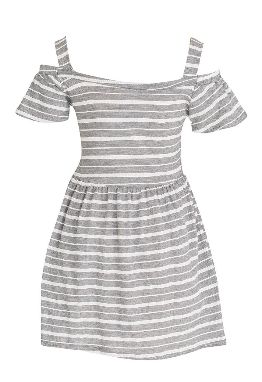 Rebel Republic - Cold Shoulder Jersey Dress Black and White