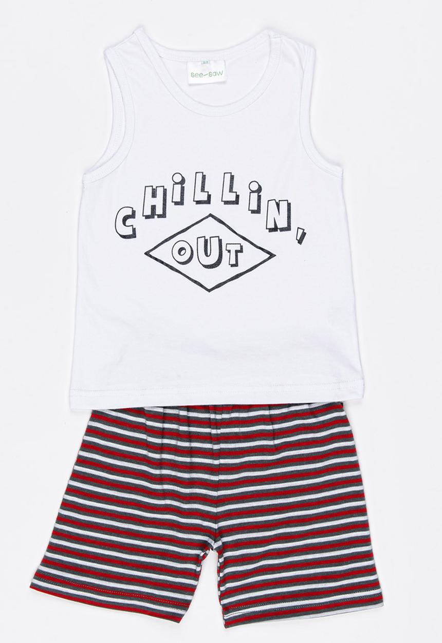 See-Saw - Printed Vest Pyjama Set Multi-colour