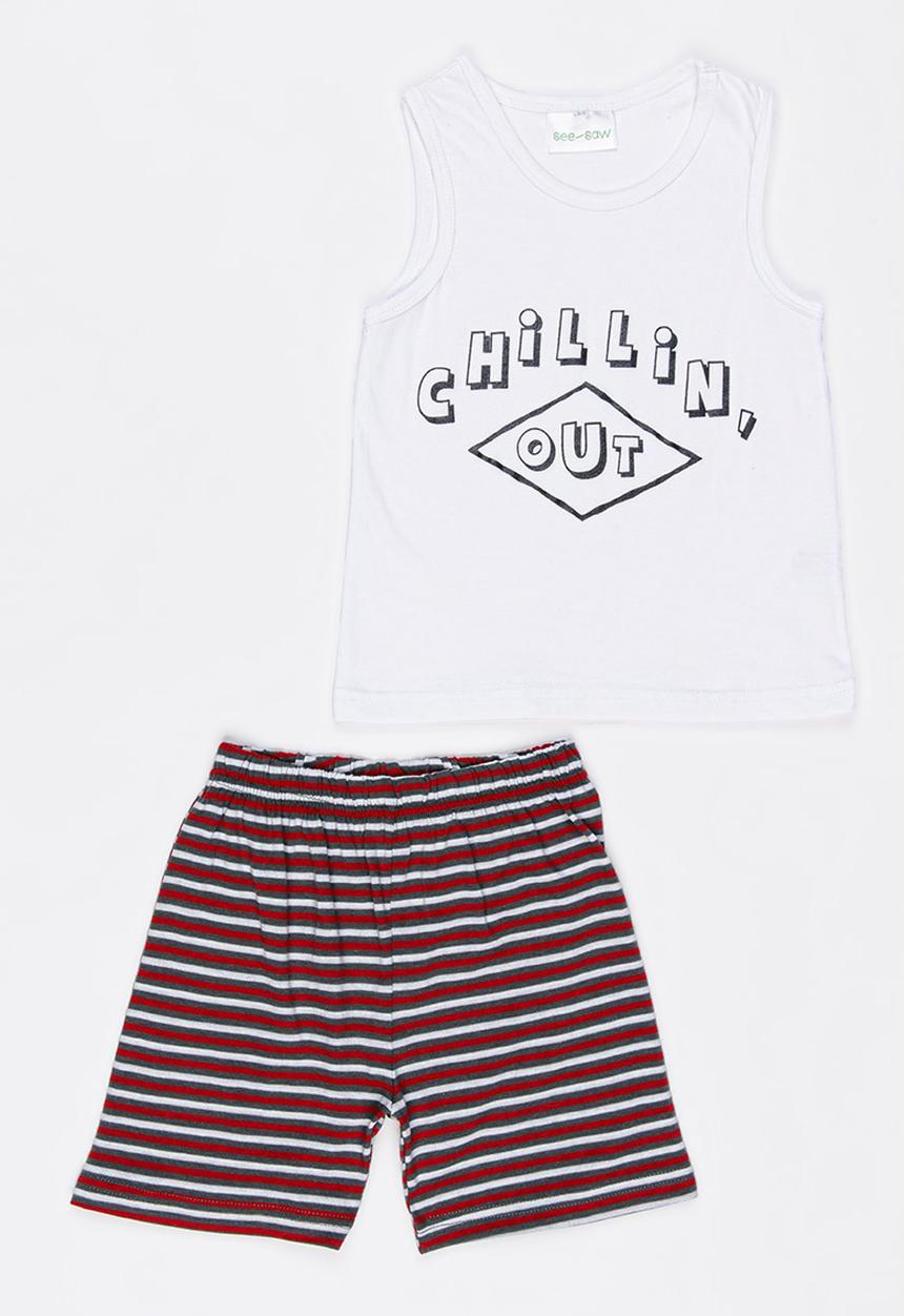 See-Saw - Printed Vest Pyjama Set Multi-colour