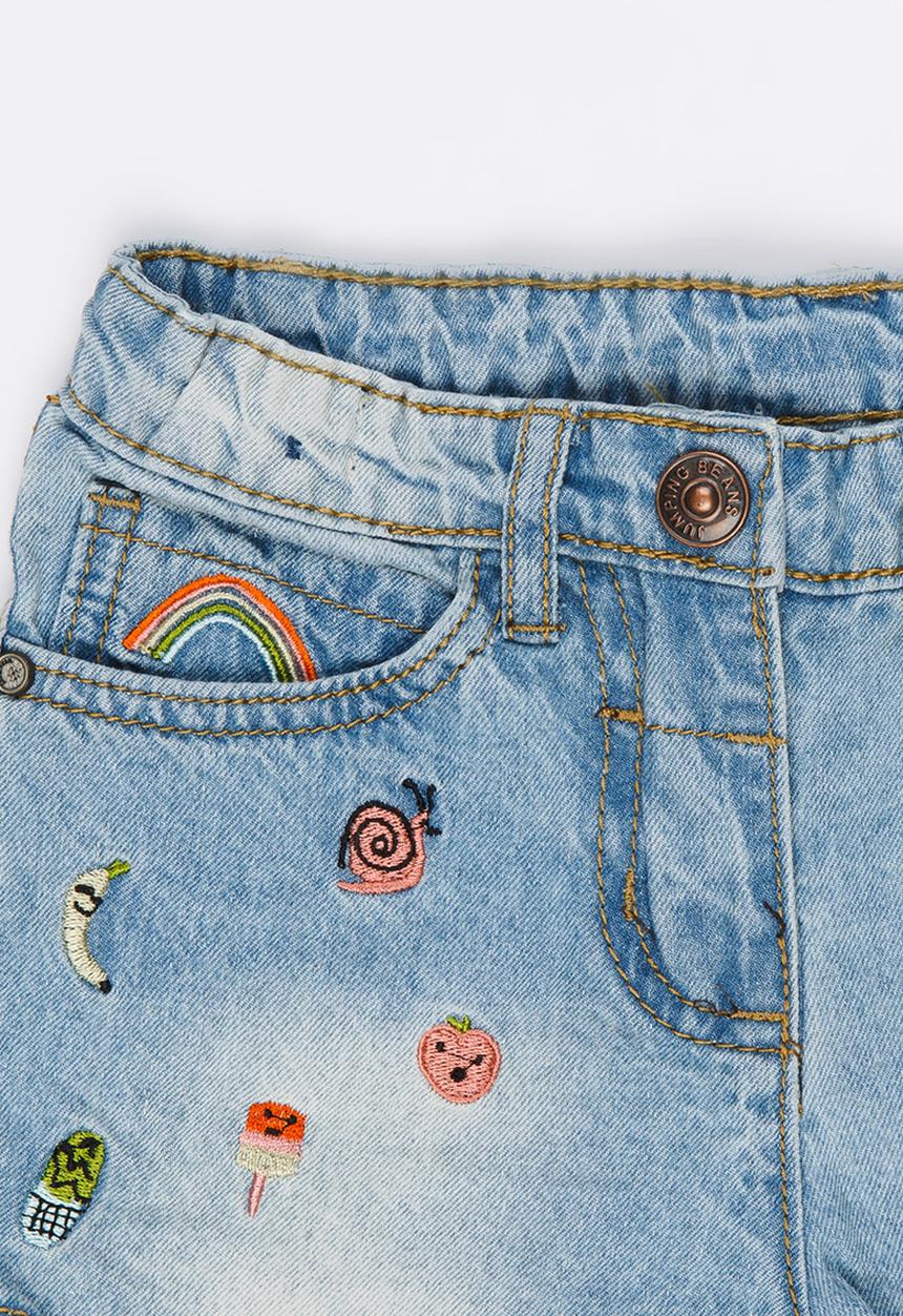 Pop Candy - Denim Shorts with Badges Blue