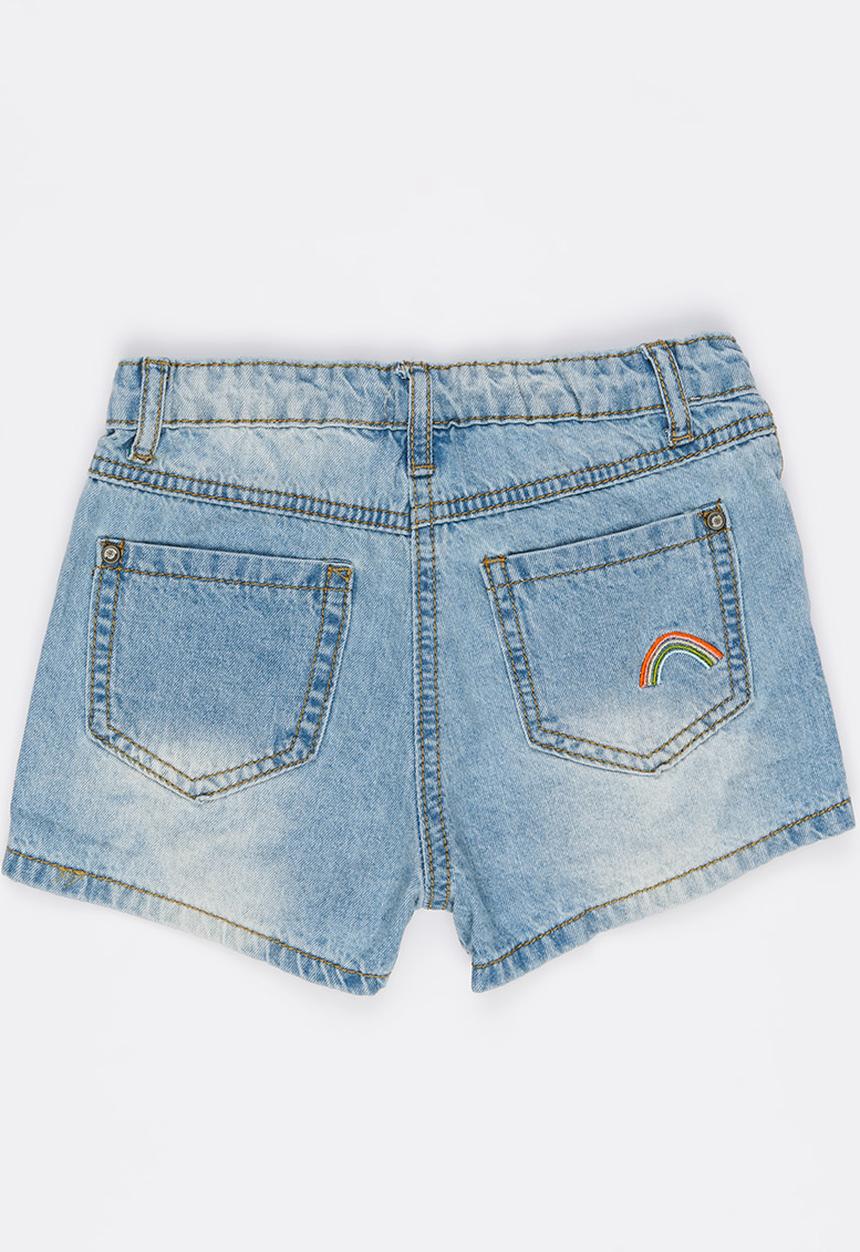 Pop Candy - Denim Shorts with Badges Blue