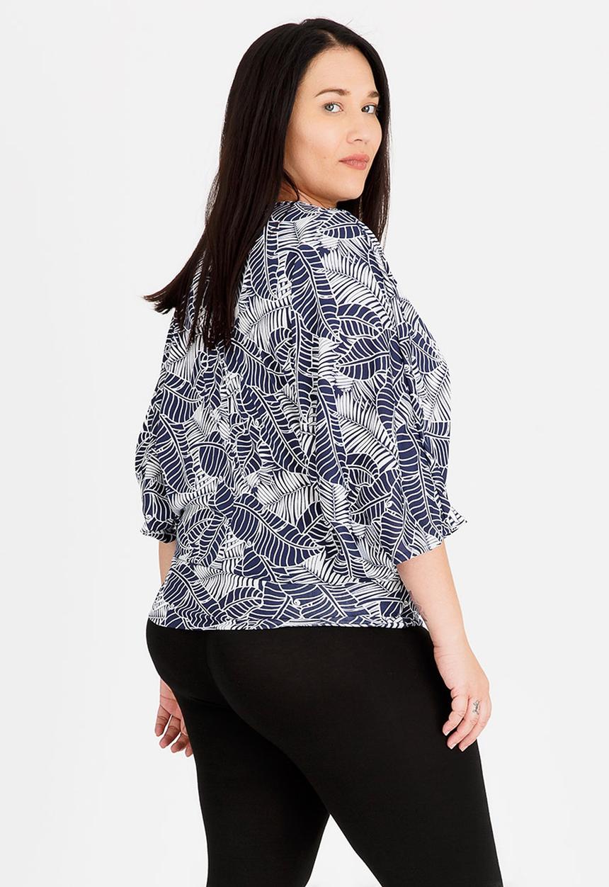RUFF TUNG - Twiggy Leaf Printed Top Navy