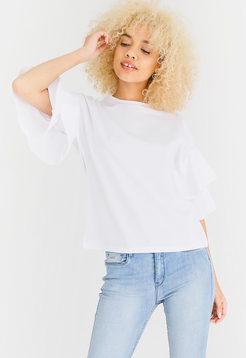 c(inch) - Double Frill T-shirt White