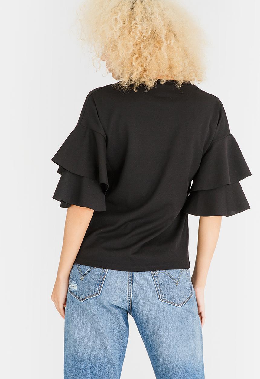 c(inch) - Double Frill T-shirt Black
