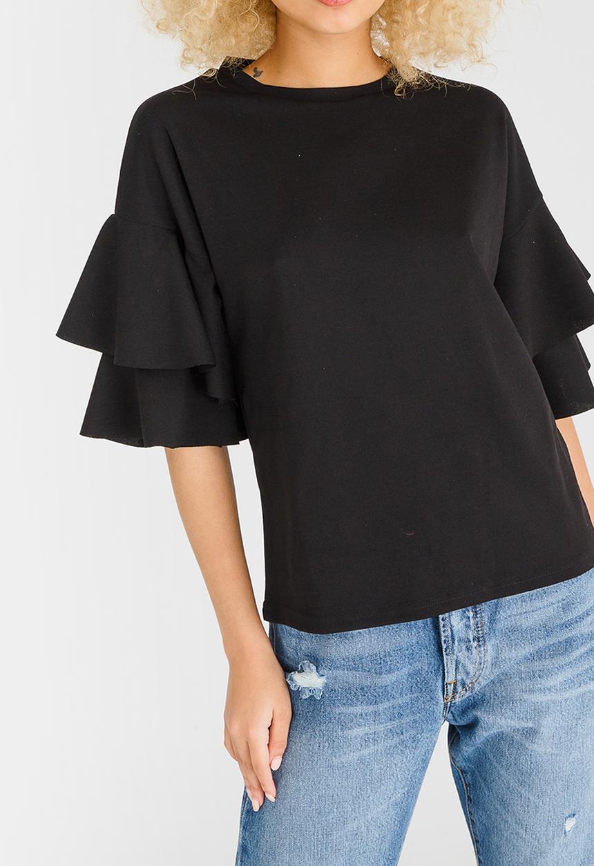 c(inch) - Double Frill T-shirt Black