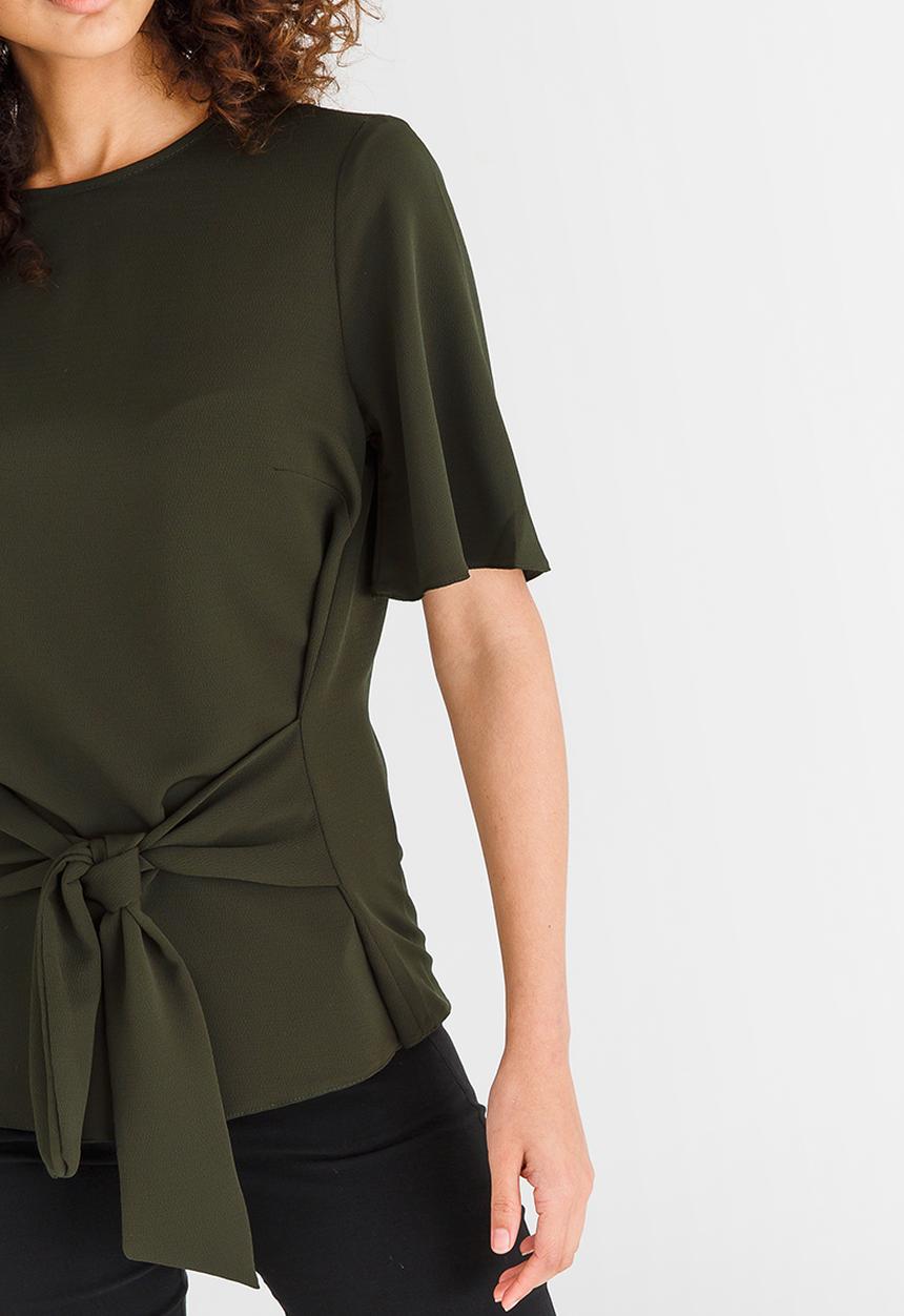 edit - Short Sleeve Woven Blouse Khaki Green