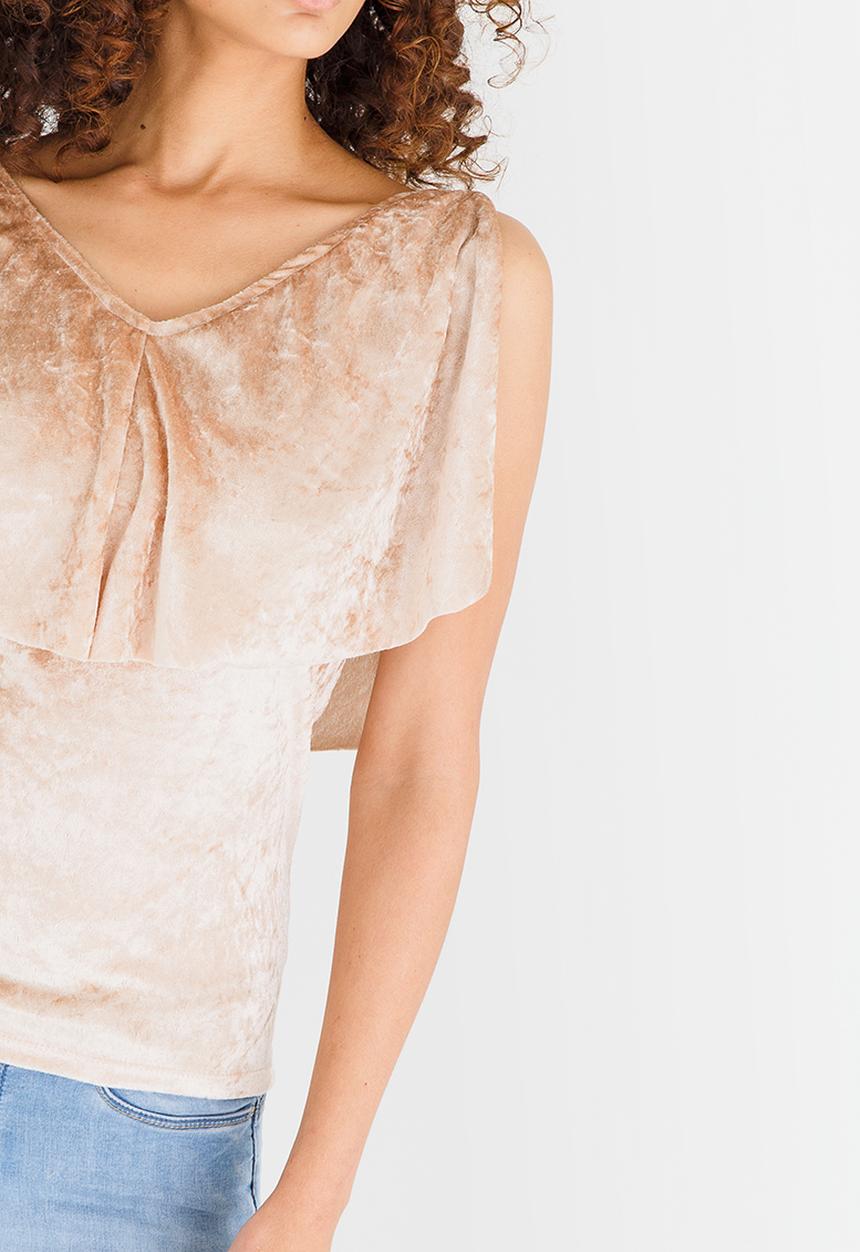 edit - Frilly Velvet Top Beige