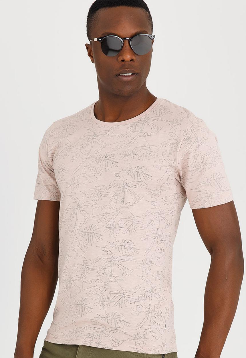 Only & Sons - Silas All Over Print Fitted Tee Pale Pink