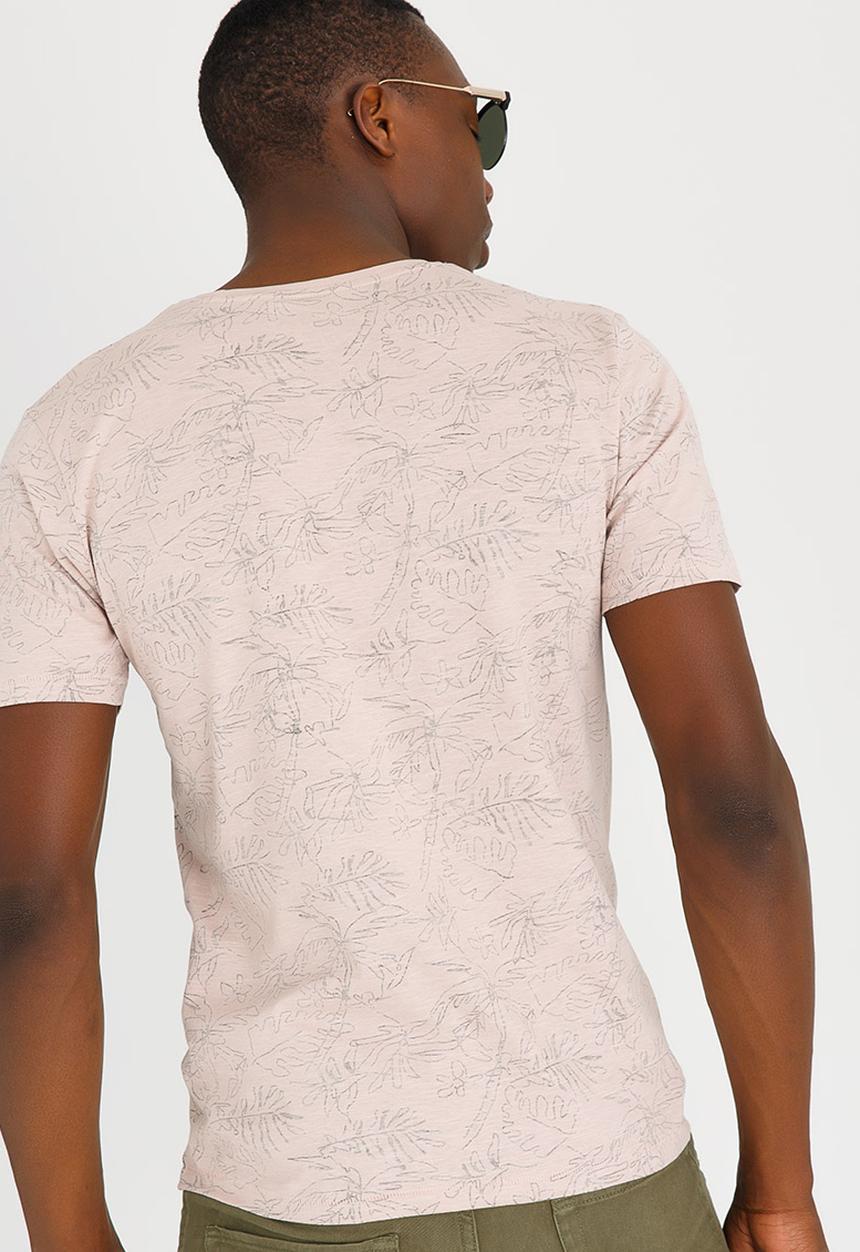 Only & Sons - Silas All Over Print Fitted Tee Pale Pink