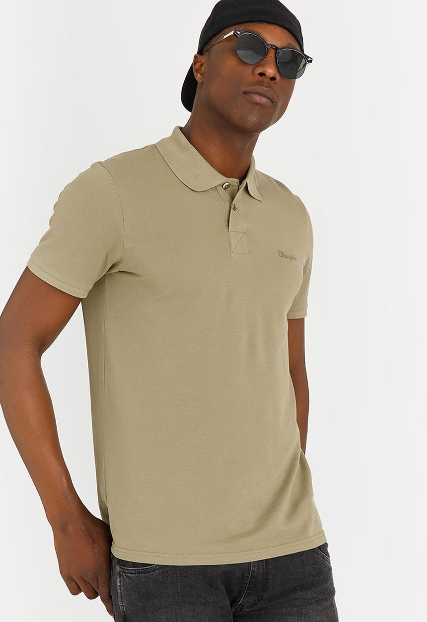 Wrangler - Flagged  Cotton Polo Khaki Green