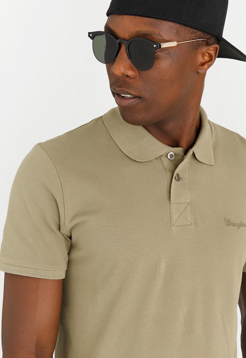 Wrangler - Flagged  Cotton Polo Khaki Green