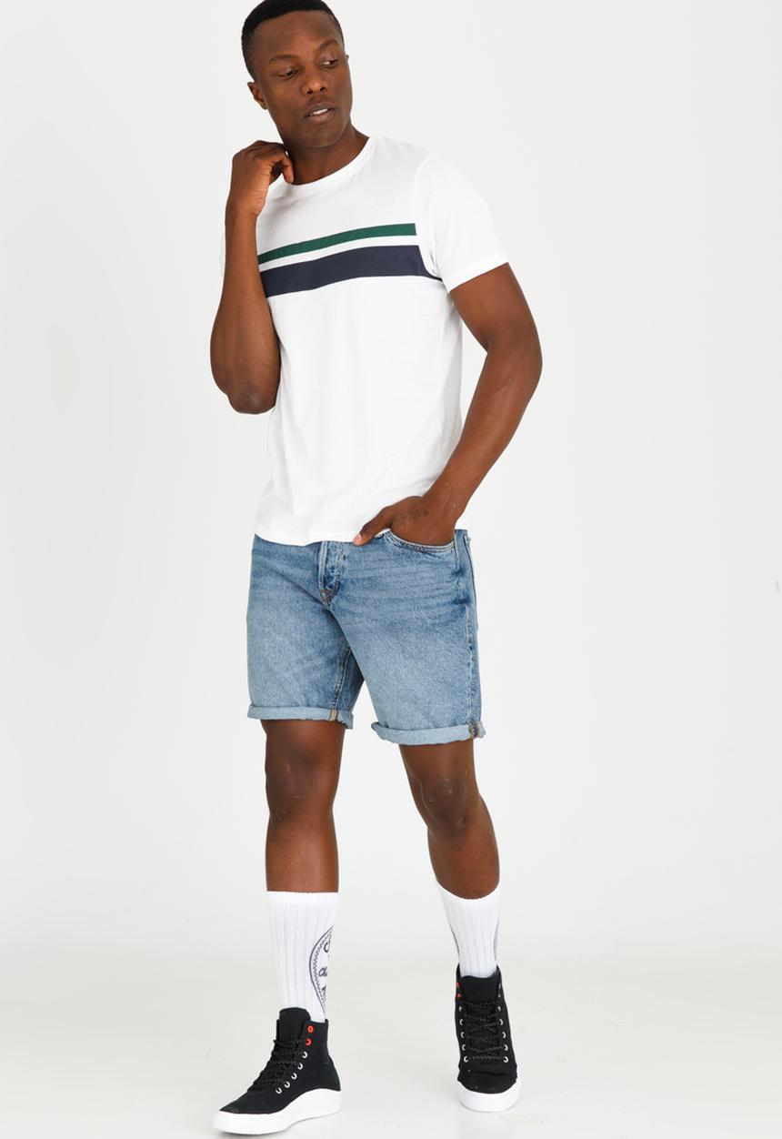 Brave Soul - Antique 2 Stripe Tee White