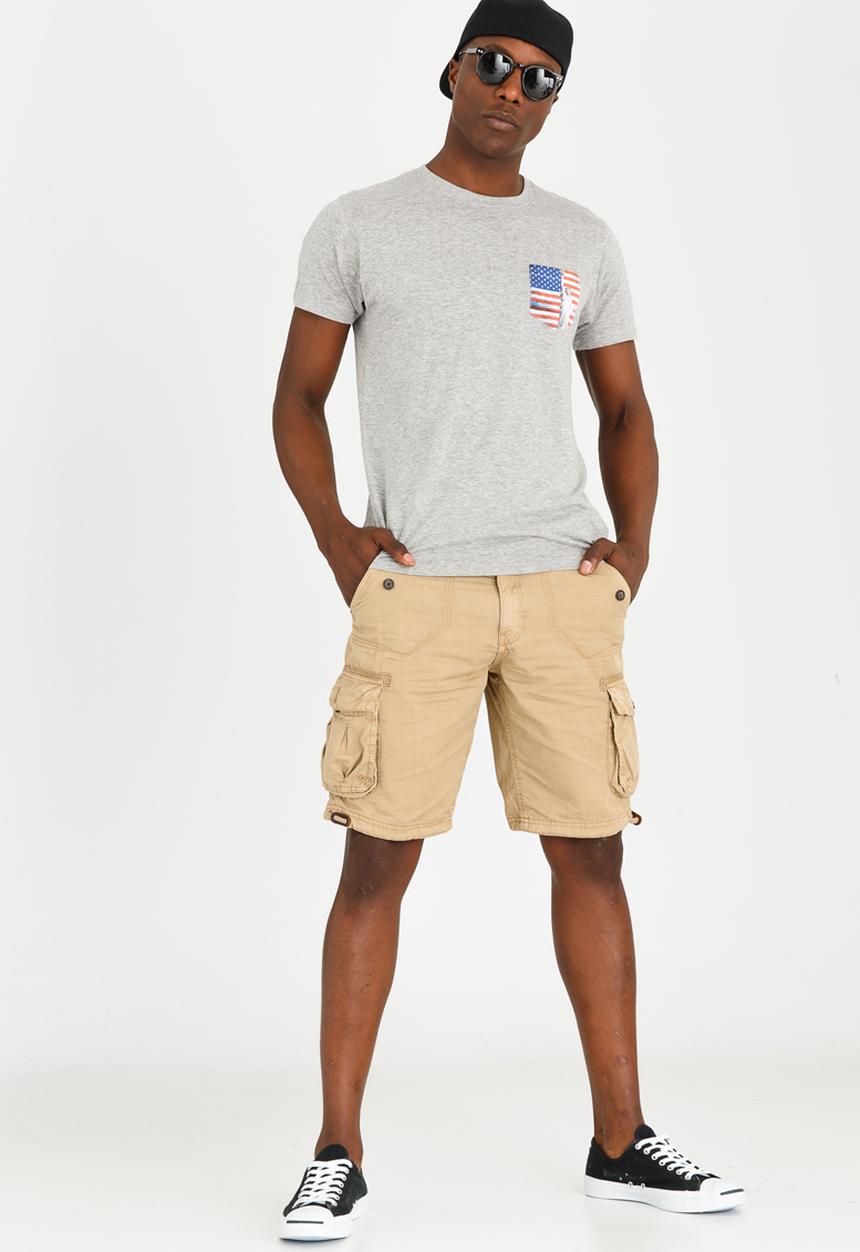 Brave Soul - Dwight Printed Pocket Tee Grey