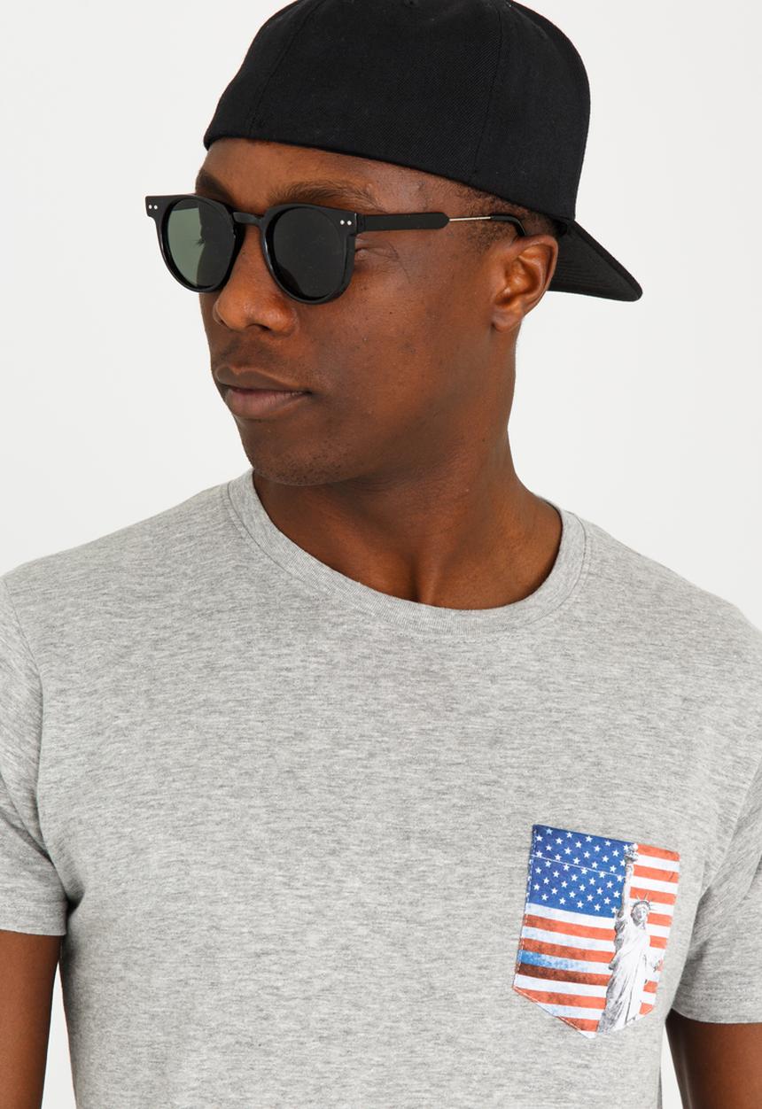 Brave Soul - Dwight Printed Pocket Tee Grey