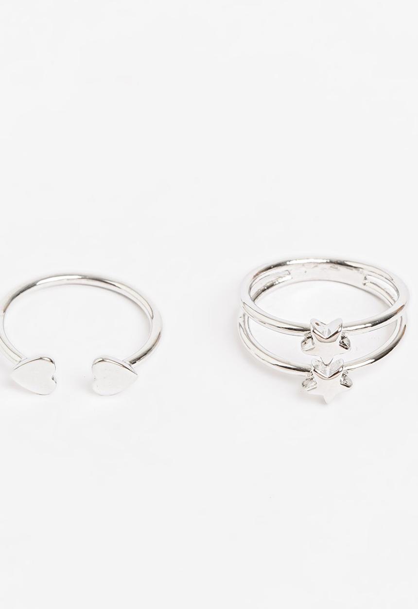 Pop Candy - Girls  Star & Heart  Ring Silver