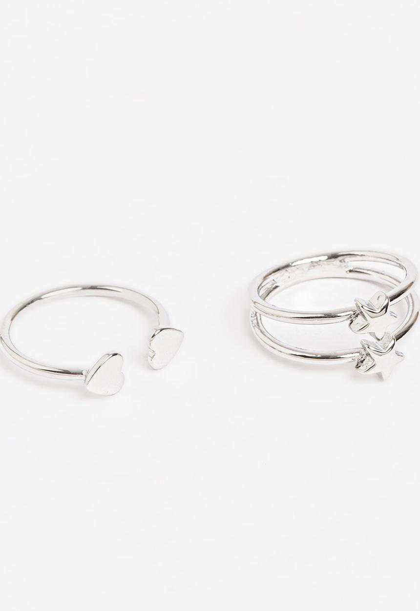 Pop Candy - Girls  Star & Heart  Ring Silver