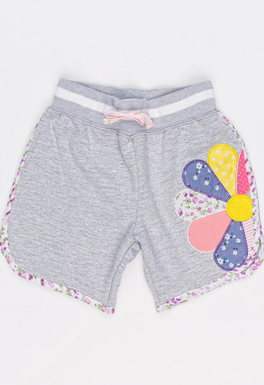 Pop Candy - Fleece Shorts with Applique Grey Melange
