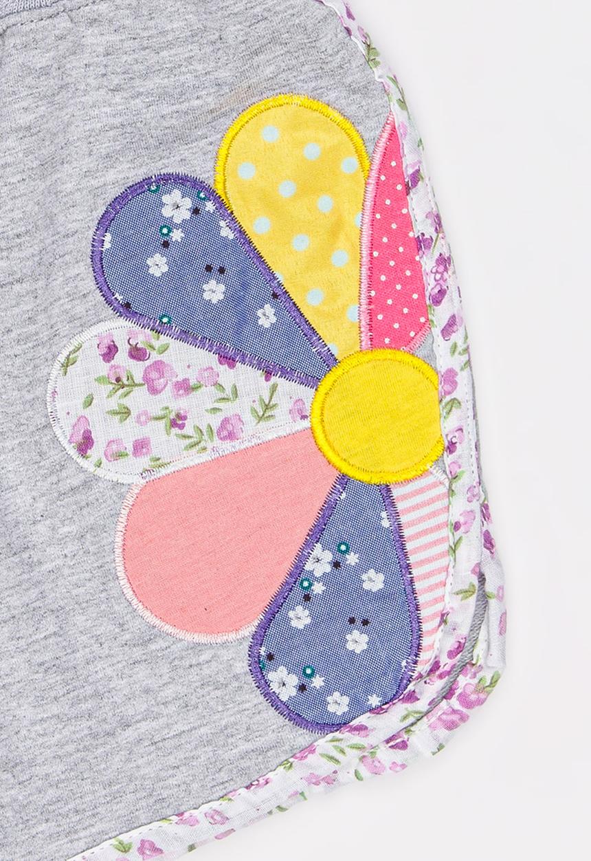Pop Candy - Fleece Shorts with Applique Grey Melange
