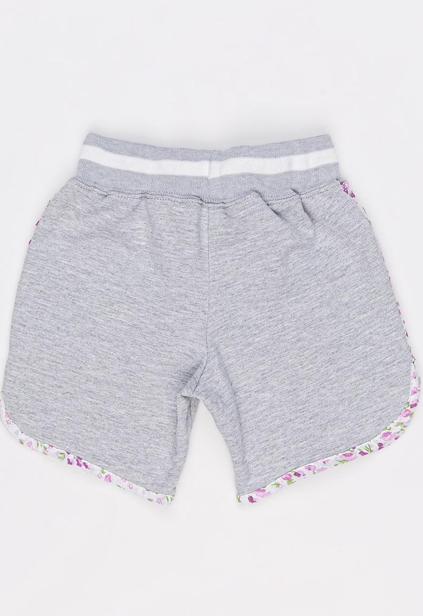 Pop Candy - Fleece Shorts with Applique Grey Melange