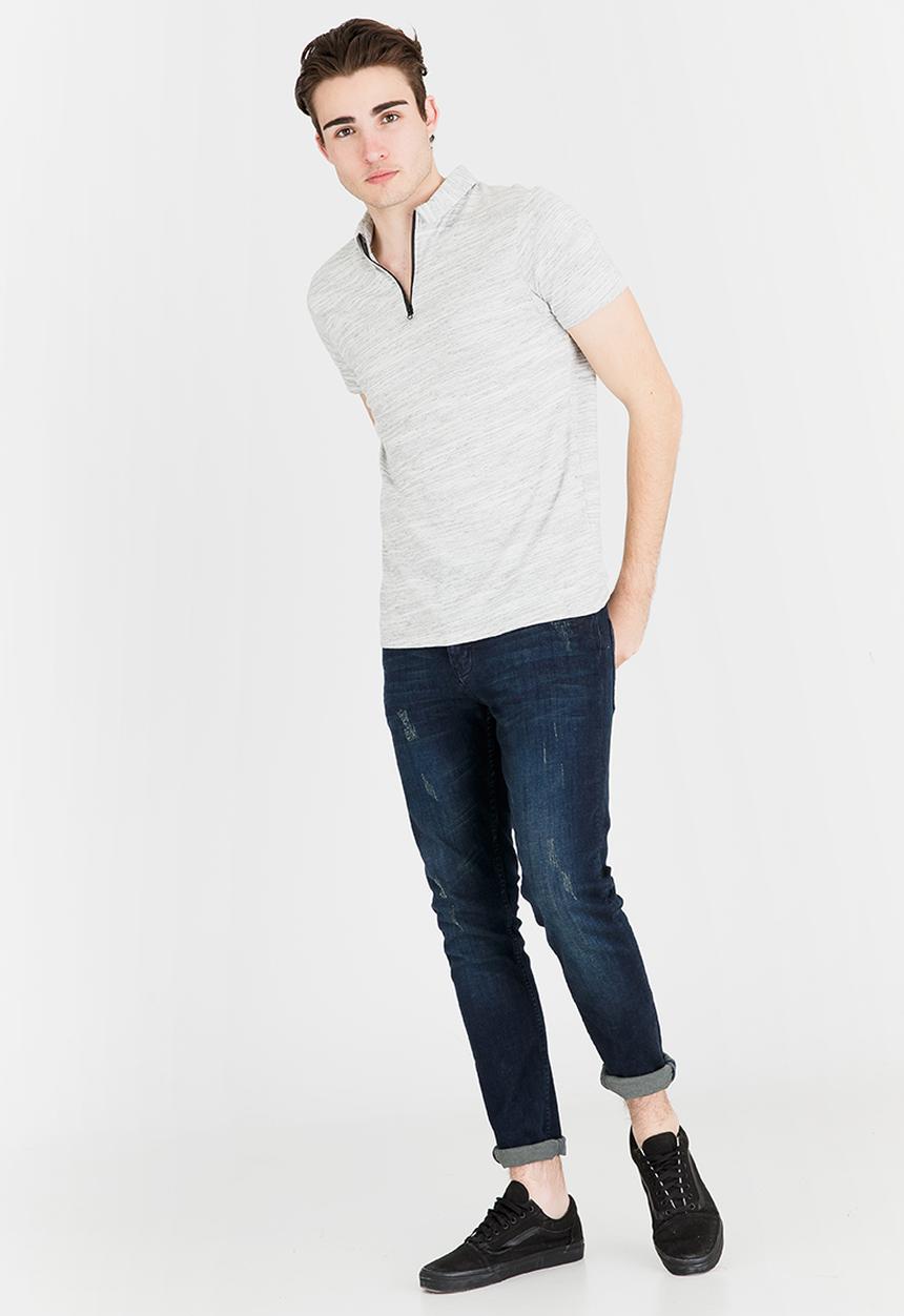 Brave Soul - Ekam Zip Detail Golfer Grey