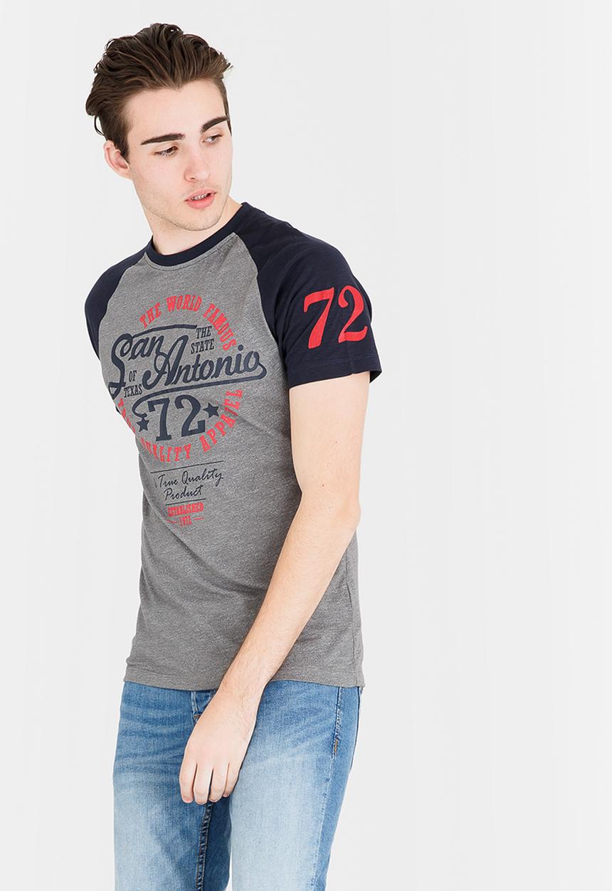 Brave Soul - Antonio Printed Tee Mid Grey