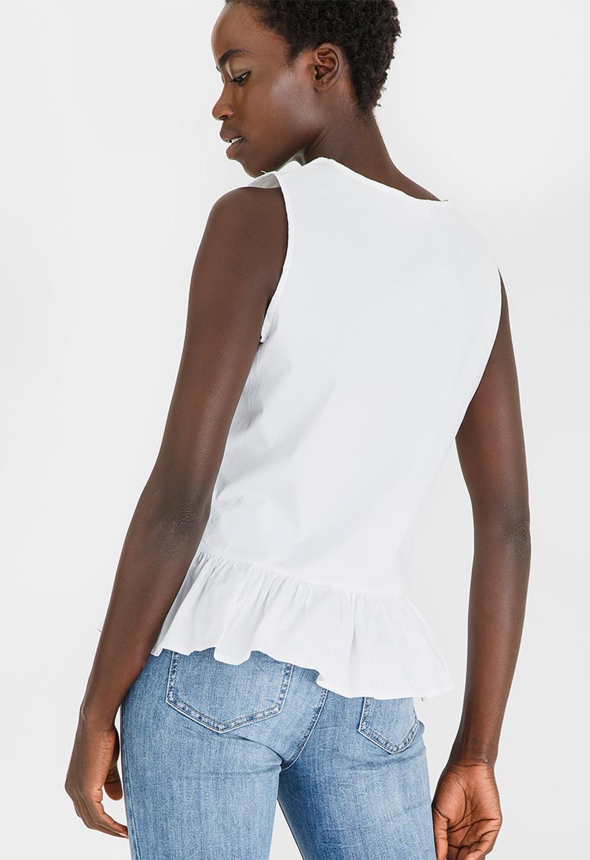 edit - Sleeveless Frill Top White