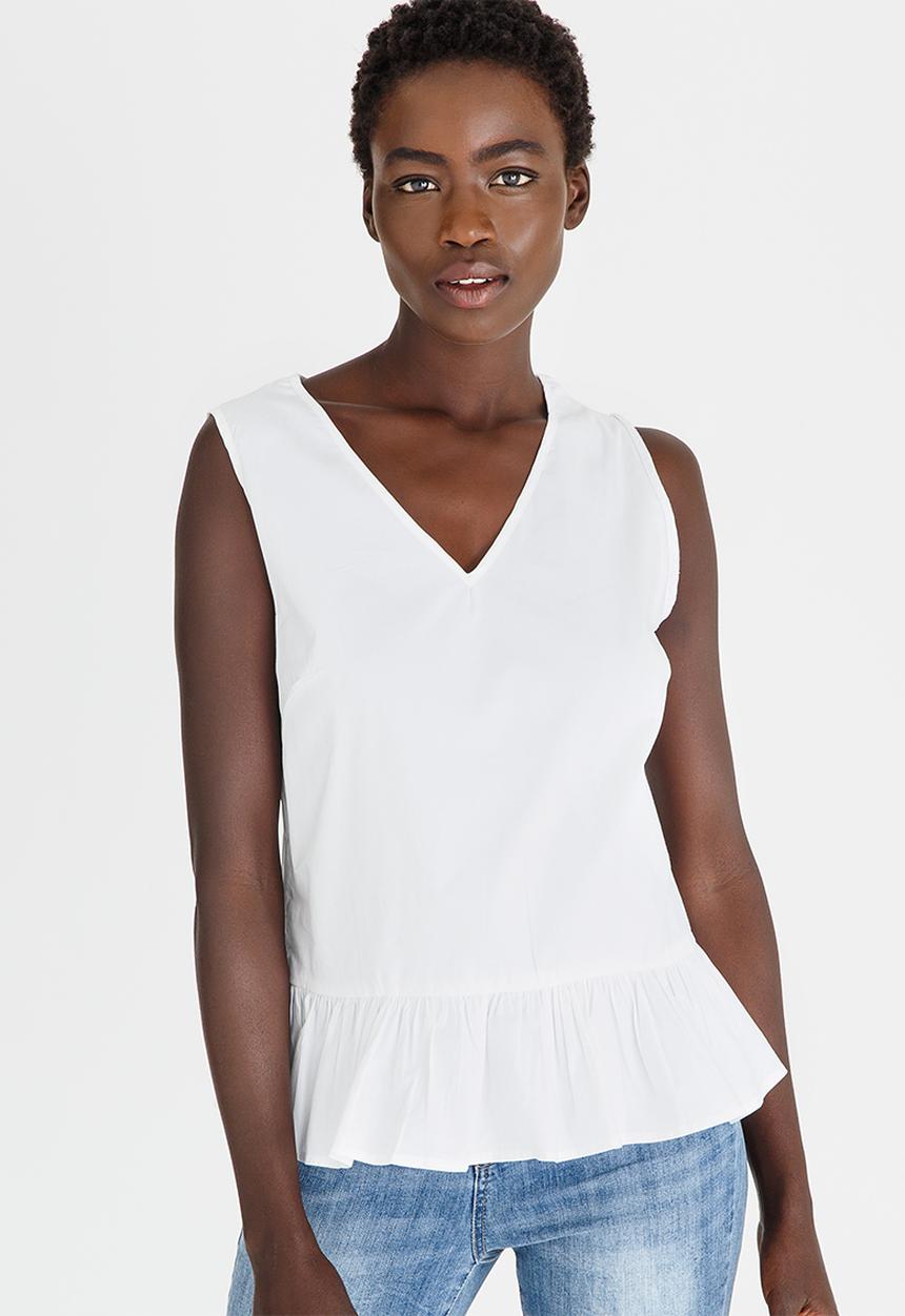 edit - Sleeveless Frill Top White
