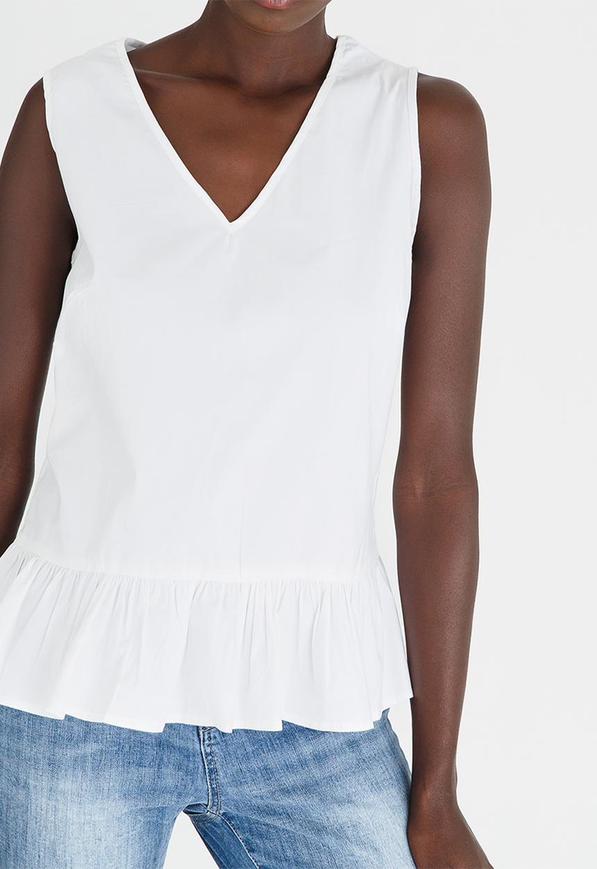 edit - Sleeveless Frill Top White