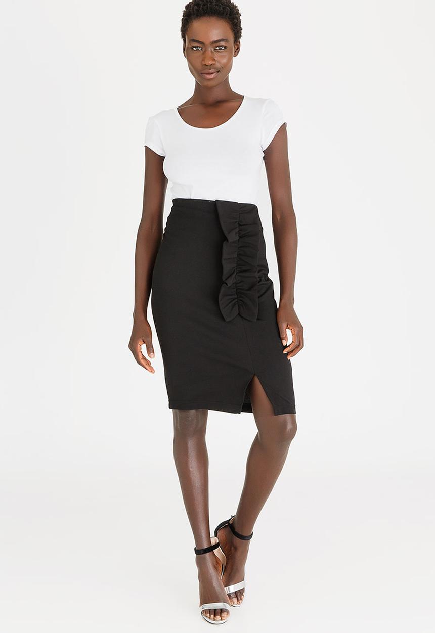 edit - Midi Skirt with Frills Black