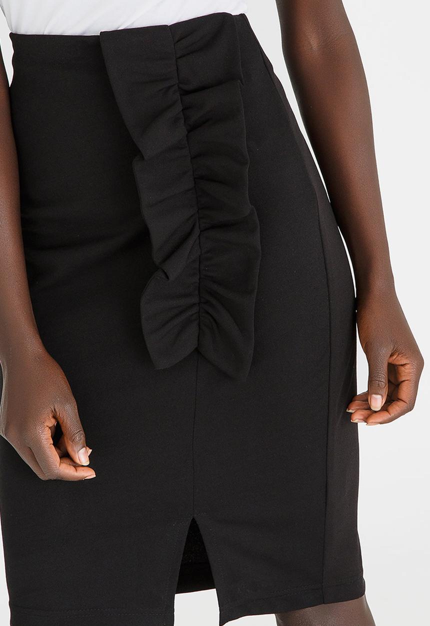 edit - Midi Skirt with Frills Black