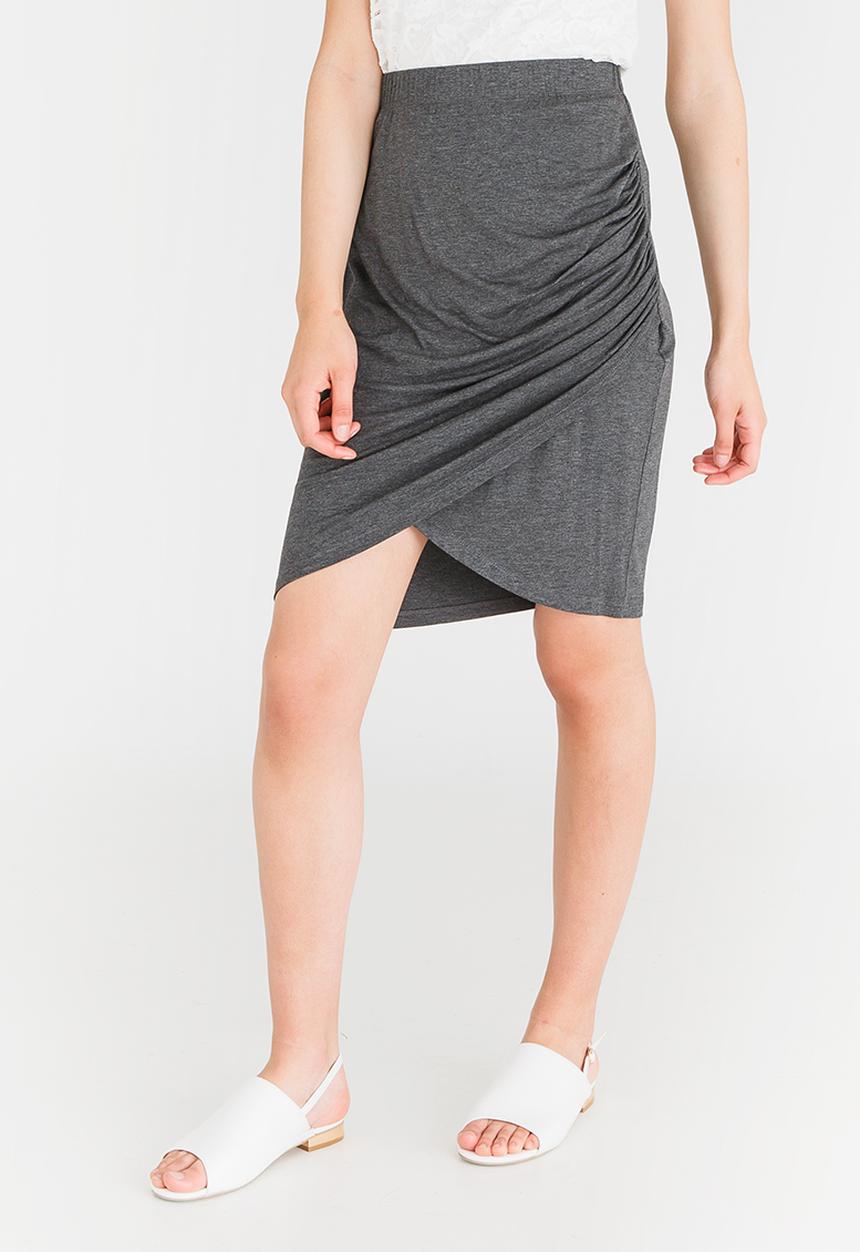 cath.nic - Rouched Side Detail Skirt Grey