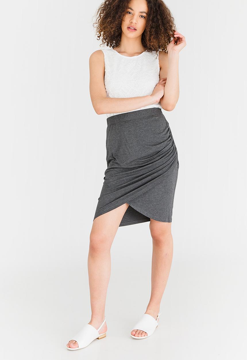 cath.nic - Rouched Side Detail Skirt Grey