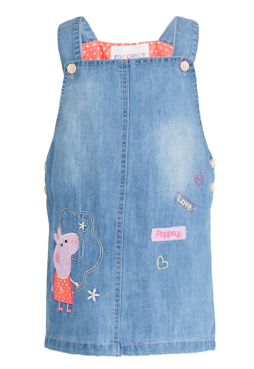 Pop Candy - Denim Dungaree Dress Blue