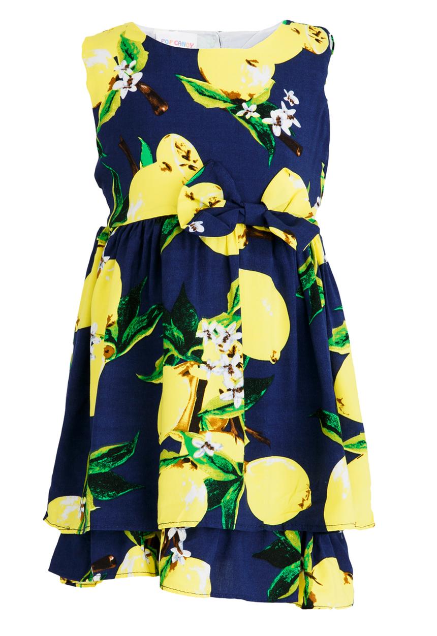 Pop Candy - Printed Dress with Bow Detail Multi-colour