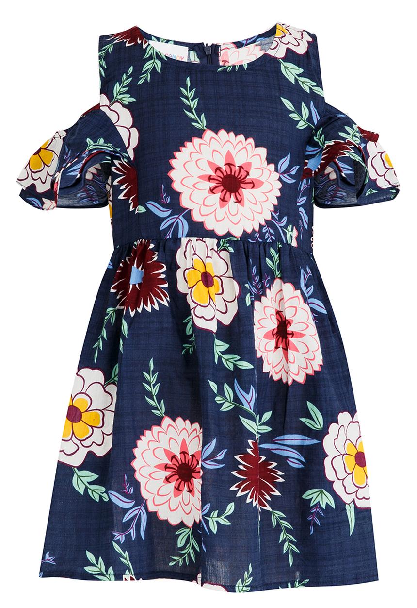 Pop Candy - Printed Cold Shoulder Dress Multi-colour