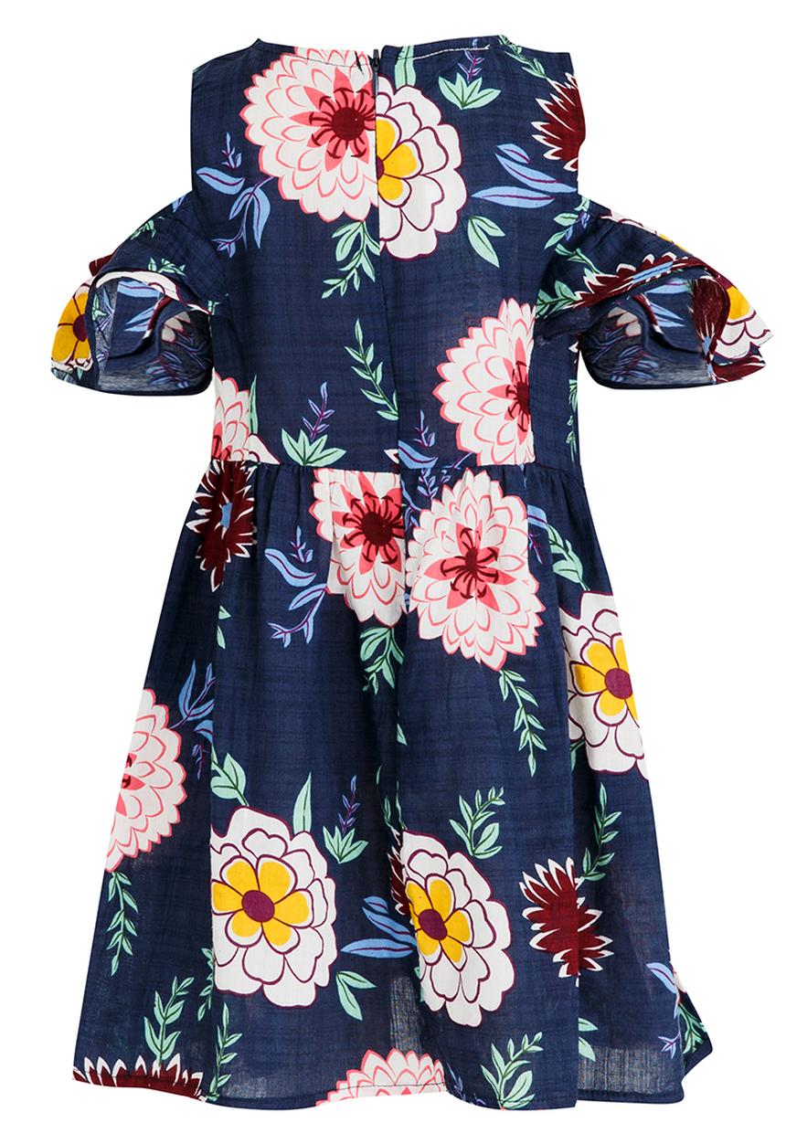 Pop Candy - Printed Cold Shoulder Dress Multi-colour