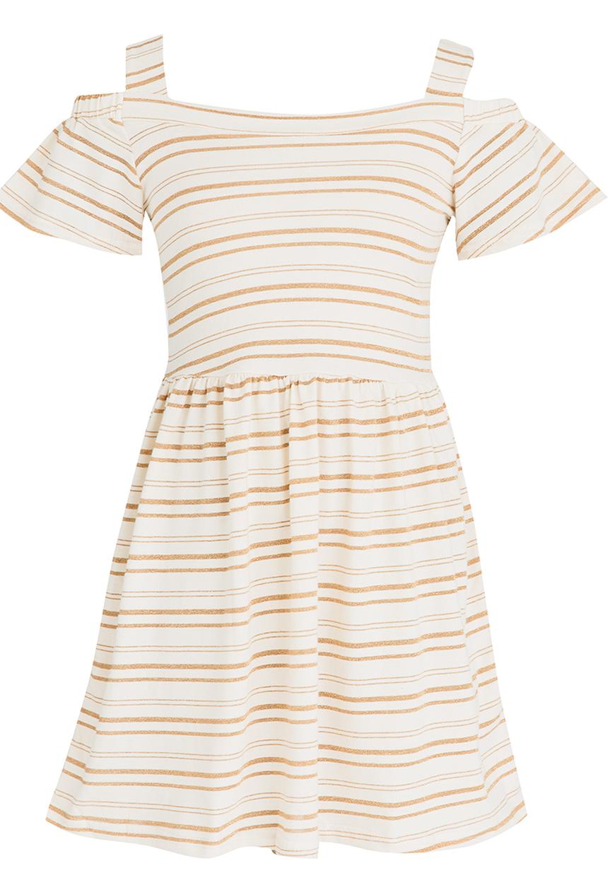 Rebel Republic - Cold Shoulder Jersey Dress Gold
