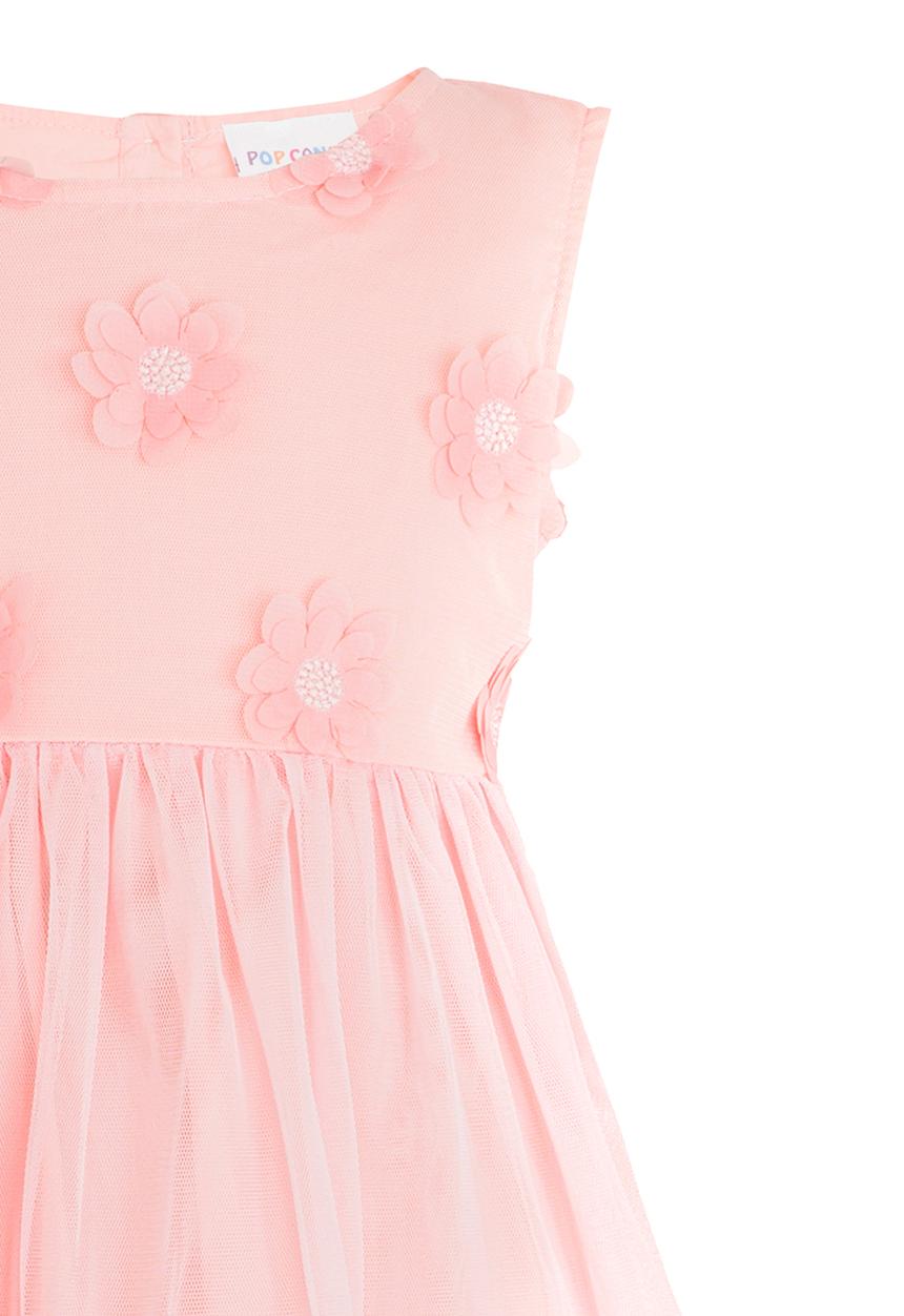 Pop Candy - Flower Detail Mesh Dress Mid Pink