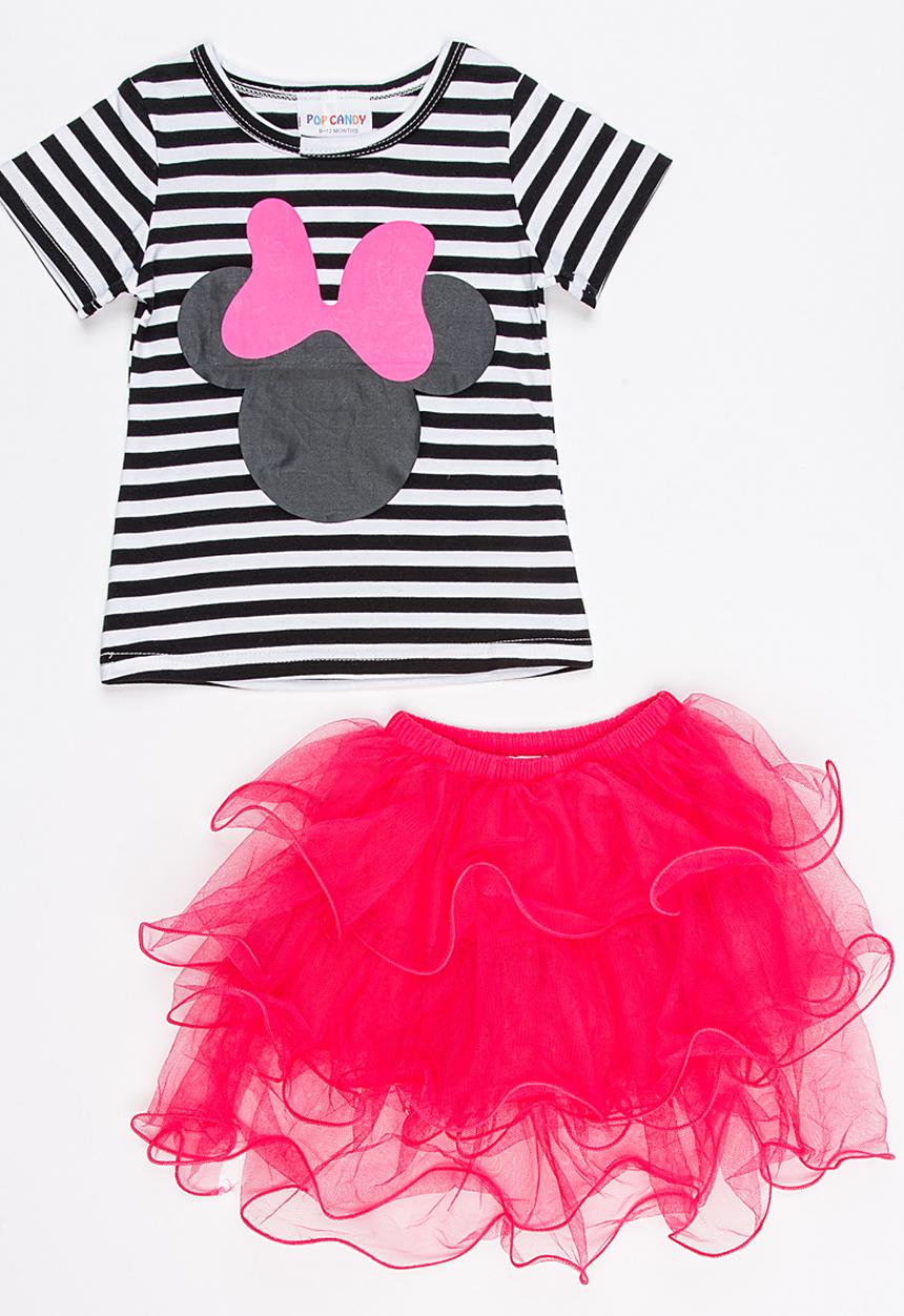 Pop Candy - Printed Top and Skirt Set Multi-colour